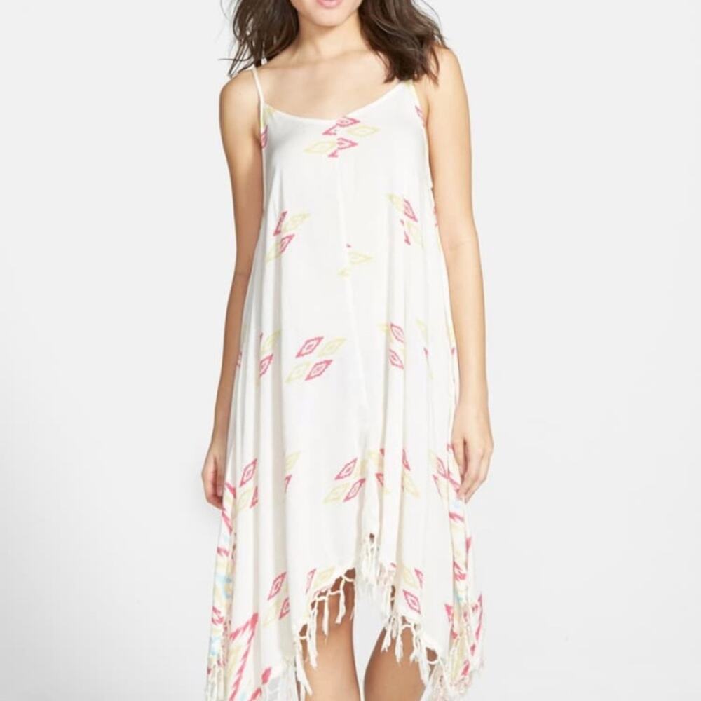 Billabong Sunlit Summer Print Fringe Dress Small